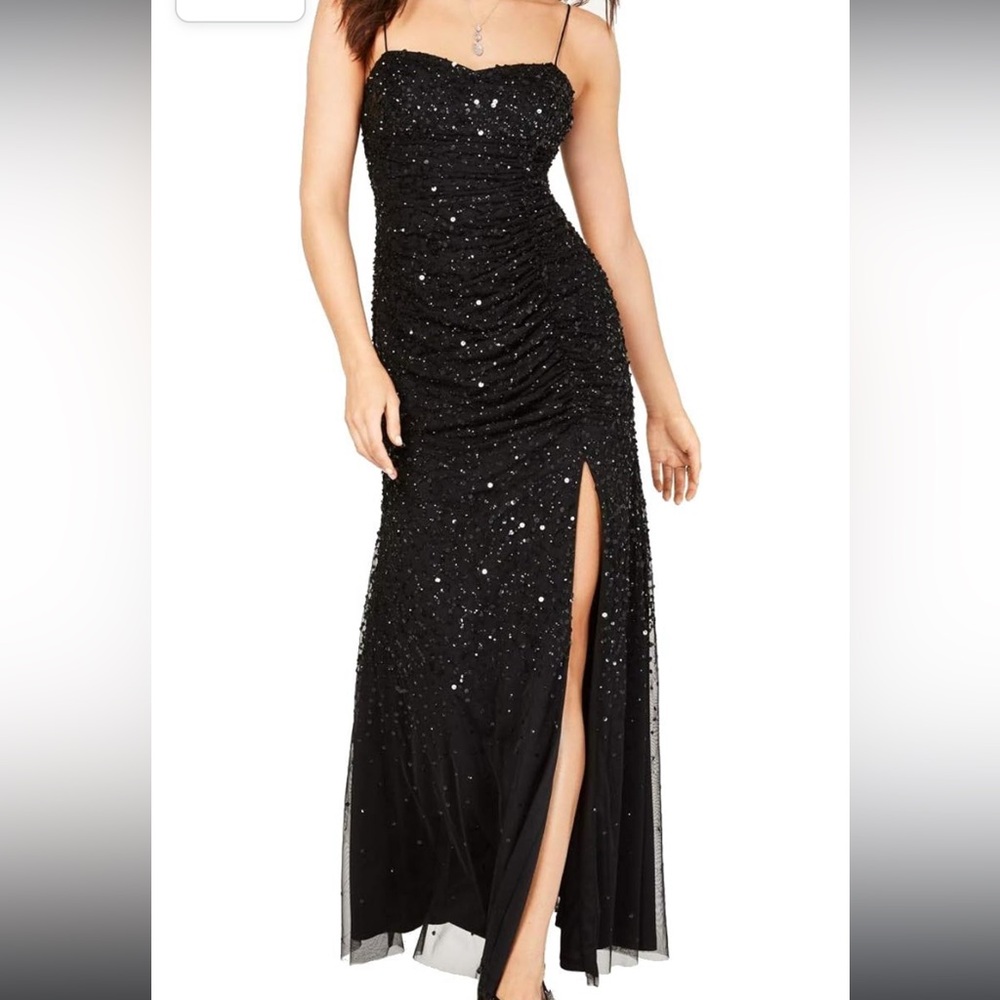Black sequin prom dress